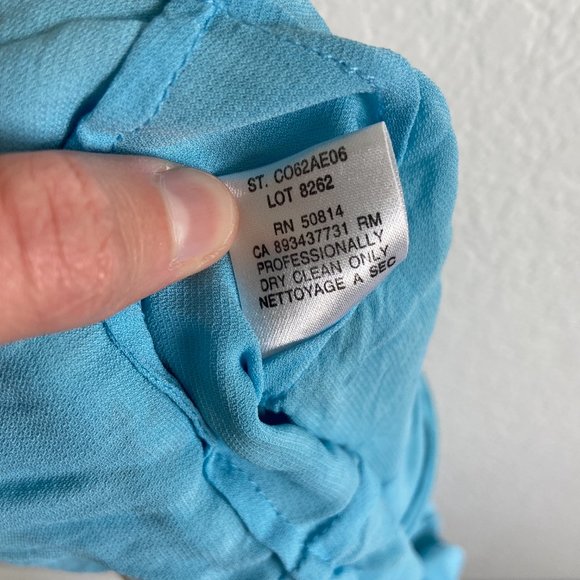 Vintage Womens Blue Floral Spaghetti Strap Mini Silk Dress Size 2 - Picture 5 of 7